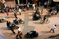 Chaotic traffic of vehicles and pedestrians on the street in ancient indian city