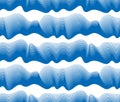 Chaotic waves seamless pattern, vector curve lines abstract repeat tiling background, blue color rhythmic waves. Royalty Free Stock Photo