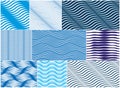 Chaotic waves seamless pattern, vector curve lines abstract repeat tiling background, blue color rhythmic waves. Royalty Free Stock Photo