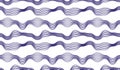 Chaotic waves seamless pattern, vector curve lines abstract repeat tiling background, blue color rhythmic waves. Royalty Free Stock Photo