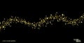 Chaotic wavy strip sprinkled with crumbs golden shiny texture. Gold glitter dust on black. Jewelry confetti. Vector Royalty Free Stock Photo