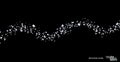 Chaotic wavy strip sprinkled with crumbs silver shiny texture. Silverish glitter dust on black. Jewelry confetti. Vector