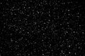 Chaotic white star bokeh on a isolated black background. falling blurry bokeh snow overlay, starry sky. white spots on black Royalty Free Stock Photo