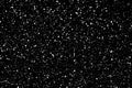 Chaotic white star bokeh on a isolated black background. falling blurry bokeh snow overlay, starry sky. white spots on black Royalty Free Stock Photo