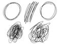 Chaotically tangled lines set. Unravels chaos and mess difficult situation. Psychotherapy concept of solving problems is easy. One Royalty Free Stock Photo