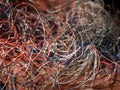 Chaotically tangled threads. Embroidery threads randomly woven. Huge knot. Extreme macro. Beautiful story for intro. Title credits
