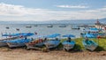 Chapala, Jalisco / Mexico, January 20. 2020. Boats with the Mexican flags moored on the shore and others in the lake