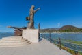 Chapala, Jalisco / Mexico, January 20th, 2020. Statue of Jesus the fisherman on the promenade on Lake Chapala