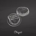 Chapati food sketch on chalkboard