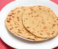 Chapati Indian flatbread in a white plate