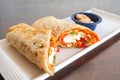 Chapati wrap with cheese, vegetarian food