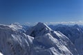 Chapayev peak and Pobeda peak, Tian Shan mountains Royalty Free Stock Photo