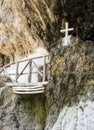 The chapel of Agios Antonios St. Anthony in the cave of Patsos gorge canyon, Crete island, Greece Royalty Free Stock Photo