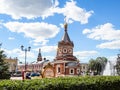 Chapel of Alexander Nevsky and water fountain Royalty Free Stock Photo