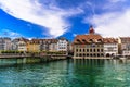 Chapel bridge in the center of Lucerne, Luzern, Switzerland Royalty Free Stock Photo