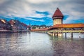 Chapel Bridge and Water Tower in Luzern - Switzerland Royalty Free Stock Photo