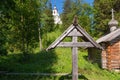 Chapel and cross at the burial place Royalty Free Stock Photo