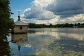 Chapel with a font on the shore of Vvedenskoye Lake.