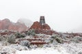Chapel of the Holy Cross with snow in Sedona, Arizona