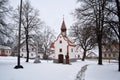 Chapel and houses in the Holasovice village in Czechia, registered as UNESCO world heritage site Royalty Free Stock Photo