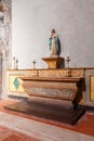Chapel with an image of Our Lady or Virgin Mary on a marble altar. Hospital de Jesus Cristo Church. Royalty Free Stock Photo