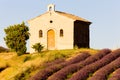 Chapel with lavender field Royalty Free Stock Photo