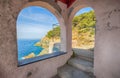 Chapel of Madonnina della Punta in Bonassola, La Spezia province, near 5 Terre, ligurian coast, Italy. Royalty Free Stock Photo