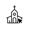 Chapel media with cursor flat vector icon. Online translation christian church broadcasting service streaming video for