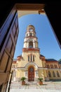 Chapel of Monastery of St. Simon the Canaanite on a sunny summer day. View from the doorway of the temple