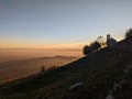 Chapel in a mountain village under beautiful dusk sky in Bergamo, Italy Royalty Free Stock Photo