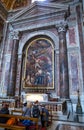 Chapel in the name of the holy martyr Sebastian of Mediolan. Interior inside St. Peter`s Basilica in the Vatican. Italy