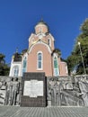 Vladivostok, Russia, October, 12, 2022. Chapel in the name of St. Andrew the First-Called and memorial in memory of the soldiers w