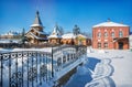 Chapel of Peter and Fevronia and an openwork fence in the Trinity Monastery in Murom Royalty Free Stock Photo