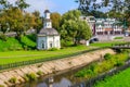 Chapel of the Pyatnitsky well on bank of the Konchura river in Sergiev Posad, Russia