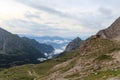 Chapel of Rifugio Agostini and mountain alps panorama in Brenta Dolomites, Italy Royalty Free Stock Photo