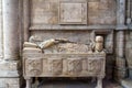 Chapel of SÃ£o Cosimo and SÃ£o DamiÃ£o with the statue of Lopo Pacheco and his dog in the Lisbon Cathedral SÃ©. Royalty Free Stock Photo