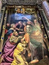 Chapel of San Gennaro, Naples Duomo. Minor altar, oil painting on copper by Domenichino 1640. Miracle of the infirm healed by the Royalty Free Stock Photo