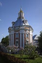 Chapel of Smolensk icon in St. Sergius Trinity Lavra. Summer sunset view.