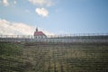 Chapel of St Claire and the vineyards below Royalty Free Stock Photo
