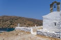 Chapel on top of a hill in Kythnos island, Cyclades, Greece Royalty Free Stock Photo