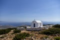 Chapel on top of a mountain in Iraklia island, Cyclades, Greece