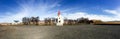 Chapel, turf house, blue sky, Glaumbaer, Iceland