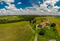 Chapel of Vitaleta (Cappella della Madonna di Vitaleta) in beautiful landscape scenery of Val d Orcia, Tuscany, Italy Royalty Free Stock Photo