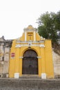 Chapel  Way of the Cross stations in street of thesteps of La Antigua Guatemala. Antique door in antigua Guatemala. Royalty Free Stock Photo