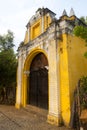 Chapel  Way of the Cross stations in street of thesteps of La Antigua Guatemala. Antique door in antigua Guatemala. Royalty Free Stock Photo