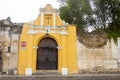 Chapel  Way of the Cross stations in street of thesteps of La Antigua Guatemala. Antique door in antigua Guatemala. Royalty Free Stock Photo