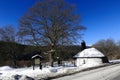 Chapel, winter landscape, Zelezna Ruda, Czech Republic