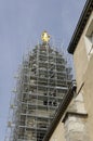 Chapelle de la Vierge topped with statue of Mary under restoration, Basilica Notre-Dame de Fourviere, Lyon Royalty Free Stock Photo