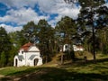 Chapels being part of the Way of the Cross, surrounded by the forest.