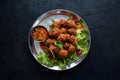 Chapli kabab served with fresh salad, a classic Indian dish